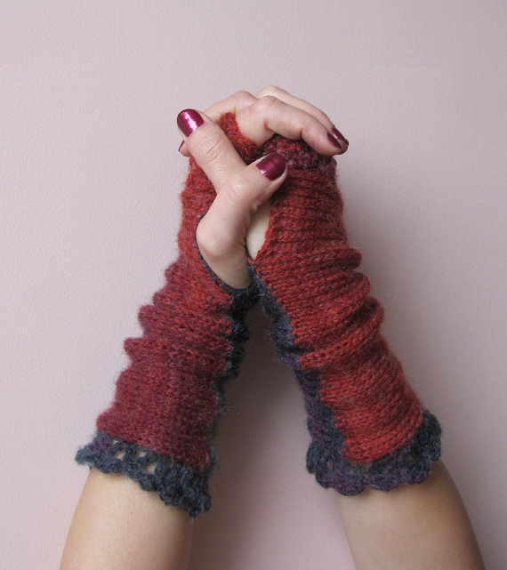 دستکش های بافتنی بی نظیر و زیبا قرمز